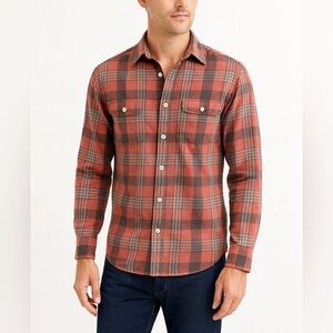 J Crew Tailored Fit Plaid Flannel Shirt - Men’s Large | Pink/Coral